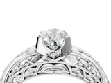 Platinum Pear Cut Diamond Pave Art Deco Split Shank Ring with Four-Prong Setting_17