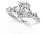 Platinum Pear Cut Diamond Scattered Round Accent Ring with Prong Setting_7