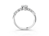 Platinum Pear Cut Diamond Scattered Round Accent Ring with Prong Setting_9