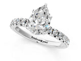 Platinum Pear Cut Diamond Solitaire Pavé Engagement Ring with Round Band and Prong Setting_3