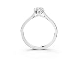 Platinum Pear Cut Diamond Solitaire Ring with Flower Prong Setting and Classic Band_11
