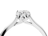 Platinum Pear Cut Diamond Solitaire Ring with Flower Prong Setting and Classic Band_12