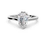 Platinum Pear Cut Diamond Solitaire Ring with Flower Prong Setting and Classic Band_8