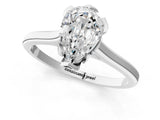 Platinum Pear Cut Diamond Solitaire Ring with Flower Prong Setting and Classic Band_9