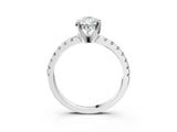 Platinum Pear Cut Diamond Solitaire Ring with Round  Pavé Band and Four-Prong Setting_61