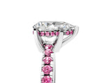 Platinum Pear Cut Diamond Solitaire Ring with Round with Pink Sapphire side stone Pavé Band and Four-Prong Setting_17