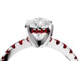 Platinum Pear Cut Diamond Solitaire Ring with Round with Ruby side stone Pavé Band and Four-Prong Setting_22