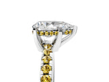 Platinum Pear Cut Diamond Solitaire Ring with Round with Yellow Sapphire side stone Pavé Band and Four-Prong Setting_17
