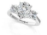 Platinum Pear Cut Diamond Three-Stone Engagement Ring with Prong Setting and Pavé Band_32