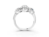 Platinum Pear Cut Diamond Three-Stone Halo Ring with Prong Setting and Pavé Accents_16