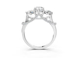 Platinum Pear Cut Diamond Three-Stone Ring with Prong Setting and Pavé Band_10