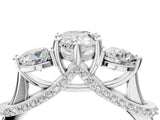 Platinum Pear Cut Diamond Three-Stone Ring with Prong Setting and Pavé Band_11