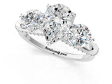 Platinum Pear Cut Diamond Three-Stone Ring with Prong Setting and Pavé Band_8