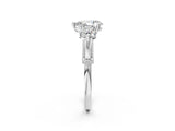 Platinum Pear Cut Diamond Three-Stone Ring with Prong Setting and Pavé Band_9