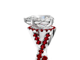Platinum Pear Cut Diamond with Ruby side stone Halo Twist Band Solitaire Prong Setting Ring_5