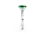 Platinum Pear Cut Emerald Engagement Ring with Side Stone Accents and Four-Prong Setting_14