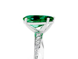 Platinum Pear Cut Emerald Engagement Ring with Side Stone Accents and Four-Prong Setting_17