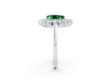 Platinum Pear Cut Emerald Floral Double Halo Engagement Ring with Prong Setting_184