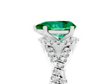 Platinum Pear Cut Emerald  Halo Twist Band Solitaire Prong Setting Ring_17