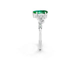 Platinum Pear Cut Emerald Scattered Round Accent Ring with Prong Setting_38