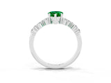 Platinum Pear Cut Emerald Scattered Round Accent Ring with Prong Setting_39