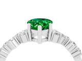 Platinum Pear Cut Emerald Scattered Round Accent Ring with Prong Setting_40