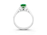 Platinum Pear Cut Emerald Solitaire Engagement Ring with Cathedral Setting and Four-Prong Mount_3