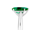 Platinum Pear Cut Emerald Solitaire Engagement Ring with Cathedral Setting and Four-Prong Mount_5