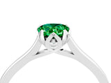 Platinum Pear Cut Emerald Solitaire Ring with Flower Prong Setting and Classic Band_4