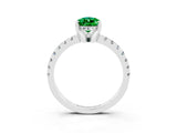 Platinum Pear Cut Emerald Solitaire Ring with Round  Pavé Band and Four-Prong Setting_39