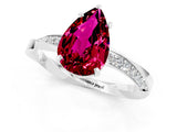 Platinum Pear Cut Garnet Engagement Ring with Side Stone Accents and Four-Prong Setting_13