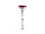 Platinum Pear Cut Garnet Engagement Ring with Side Stone Accents and Four-Prong Setting_14