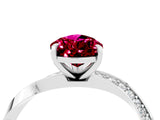 Platinum Pear Cut Garnet Engagement Ring with Side Stone Accents and Four-Prong Setting_16
