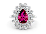 Platinum Pear Cut Garnet Floral Double Halo Engagement Ring with Prong Setting_150