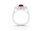 Platinum Pear Cut Garnet Floral Double Halo Engagement Ring with Prong Setting_153