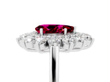 Platinum Pear Cut Garnet Floral Double Halo Engagement Ring with Prong Setting_155