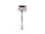 Platinum Pear Cut Garnet Scalloped Halo Engagement Ring with Round Shared Prong Band_32