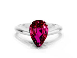 Platinum Pear Cut Garnet Solitaire Engagement Ring with Cathedral Setting and Four-Prong Mount_6