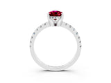 Platinum Pear Cut Garnet Solitaire Ring with Round  Pavé Band and Four-Prong Setting_39