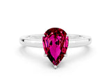 Platinum Pear Cut Garnet Solitaire Ring with Thin Band and Prong Setting_42