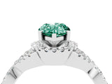 Platinum Pear Cut Green Sapphire  Halo Twist Band Solitaire Prong Setting Ring_16