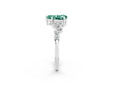 Platinum Pear Cut Green Sapphire Scattered Round Accent Ring with Prong Setting_32