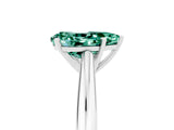 Platinum Pear Cut Green Sapphire Solitaire Engagement Ring with Cathedral Setting and Four-Prong Mount_17