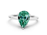 Platinum Pear Cut Green Sapphire Solitaire Engagement Ring with Classic Band and Four-Prong Setting_12