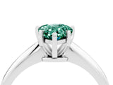 Platinum Pear Cut Green Sapphire Solitaire Engagement Ring with Classic Band and Four-Prong Setting_16
