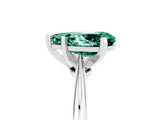 Platinum Pear Cut Green Sapphire Solitaire Engagement Ring with Classic Band and Four-Prong Setting_17