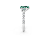 Platinum Pear Cut Green Sapphire Solitaire Ring with Round  Pavé Band and Four-Prong Setting_38