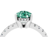 Platinum Pear Cut Green Sapphire Solitaire Ring with Round  Pavé Band and Four-Prong Setting_40