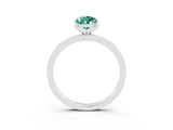Platinum Pear Cut Green Sapphire Solitaire Ring with Thin Band and Prong Setting_57