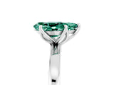 Platinum Pear Cut Green Sapphire Solitaire Ring with Thin Band and Prong Setting_59